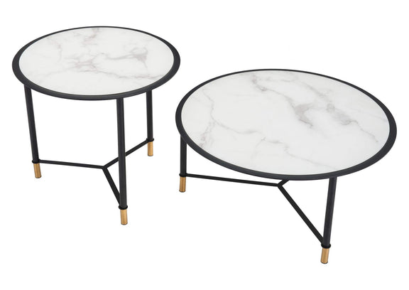 101704 Davis Coffee Table Set (2-Piece) White & Black