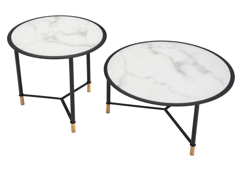 101704 Davis Coffee Table Set (2-Piece) White & Black