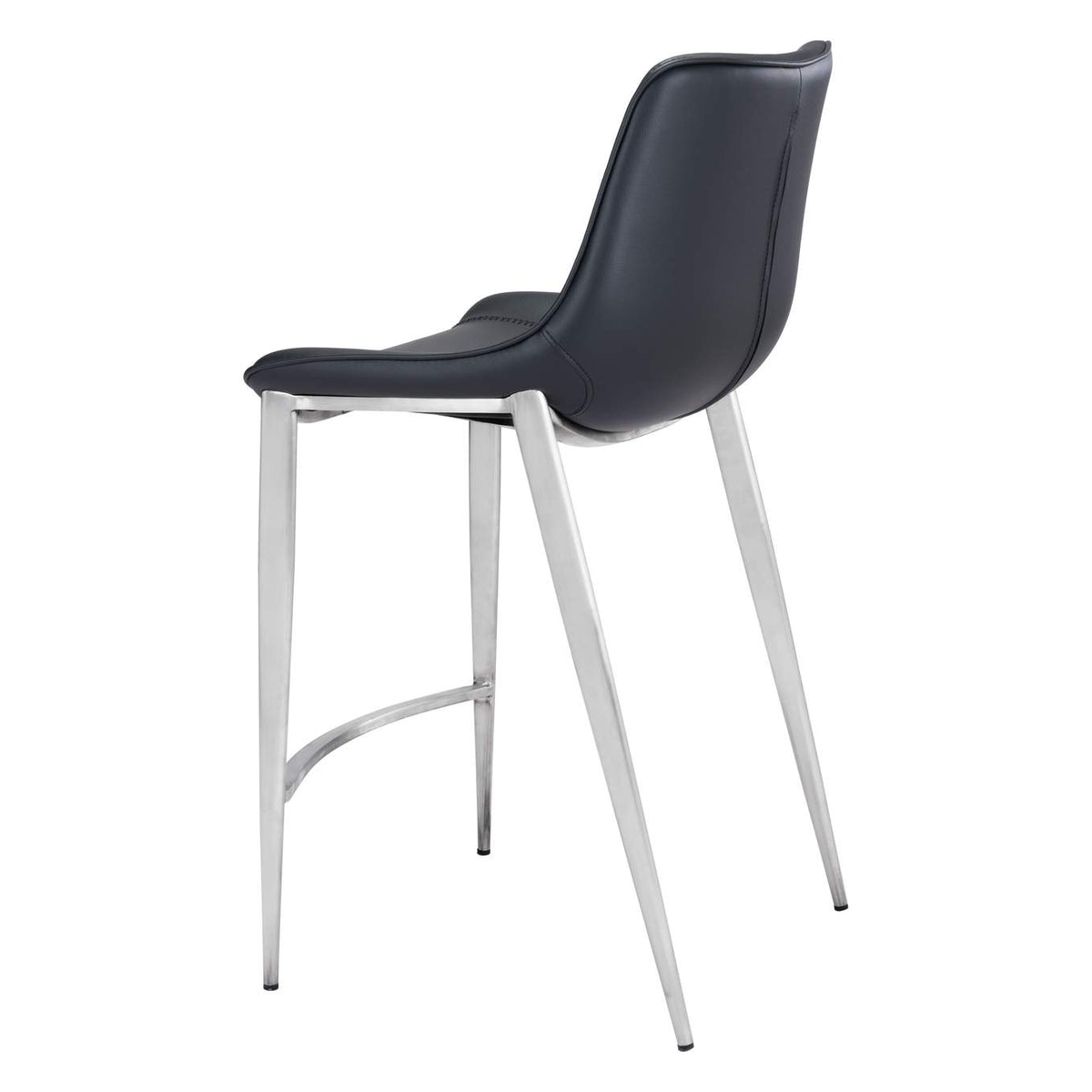 101409 Magnus Counter Stool (Set Of 2) Black & Silver