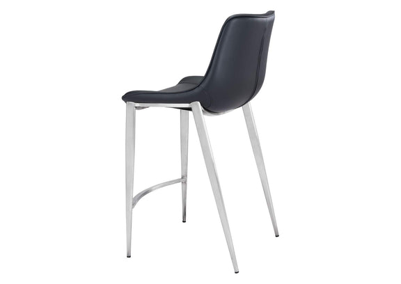 101409 Magnus Counter Stool (Set Of 2) Black & Silver