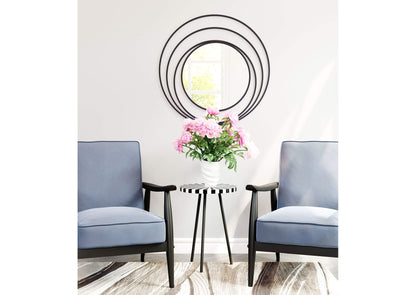 A12207 Luna Round Mirror Black