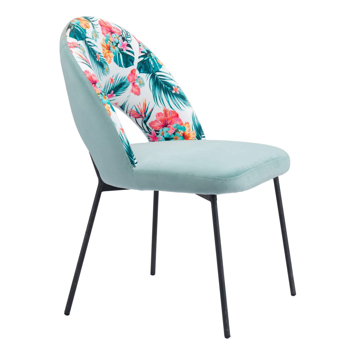109367 Bethpage Dining Chair (Set Of 2) Multicolor Print & Green