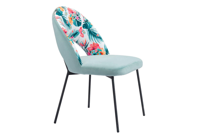 109367 Bethpage Dining Chair (Set Of 2) Multicolor Print & Green