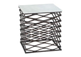 109456 Duke Side Table White & Antique Bronze