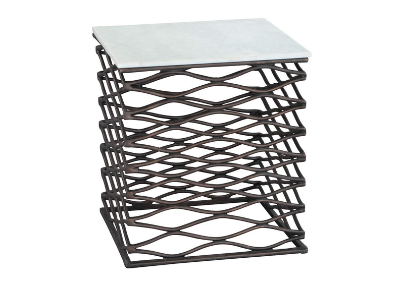 109456 Duke Side Table White & Antique Bronze