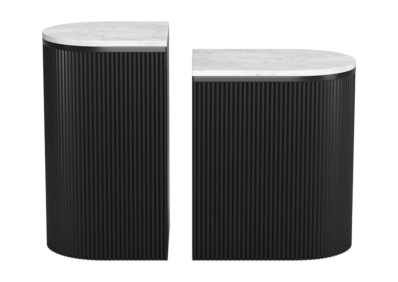109919 Ormara Side Table Set (2-Piece) White & Black
