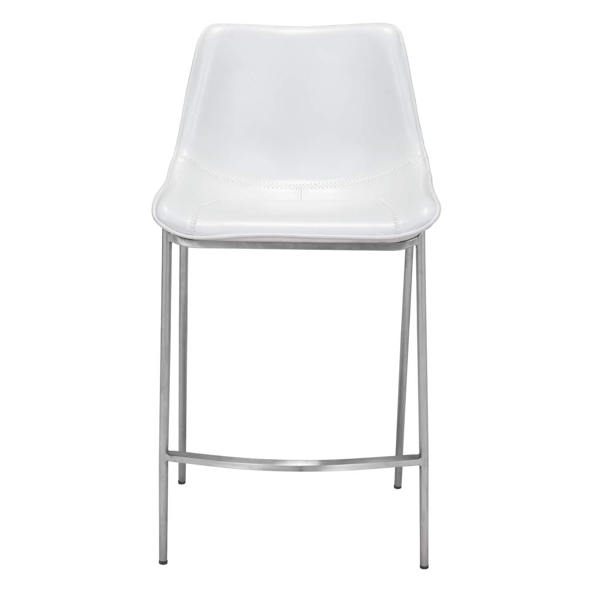 101408 Magnus Counter Stool (Set Of 2) White & Silver