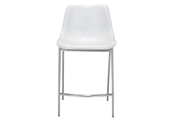101408 Magnus Counter Stool (Set Of 2) White & Silver