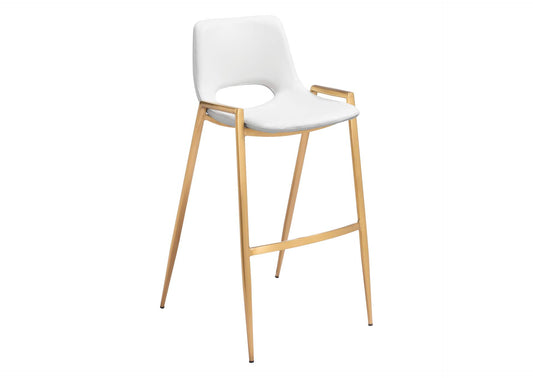 109556 Desi Barstool (Set Of 2) White & Gold