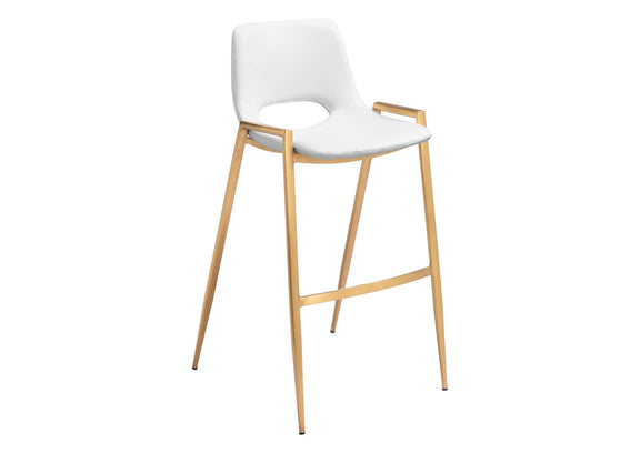 109556 Desi Barstool (Set Of 2) White & Gold