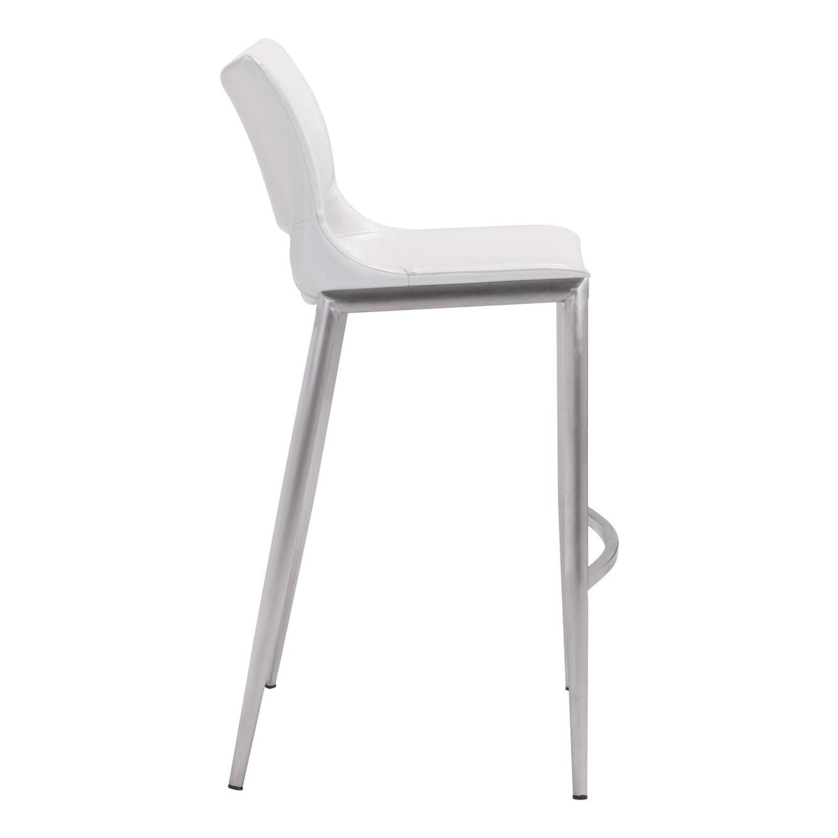 101283 Ace Barstool (Set Of 2) White & Silver