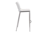 101283 Ace Barstool (Set Of 2) White & Silver