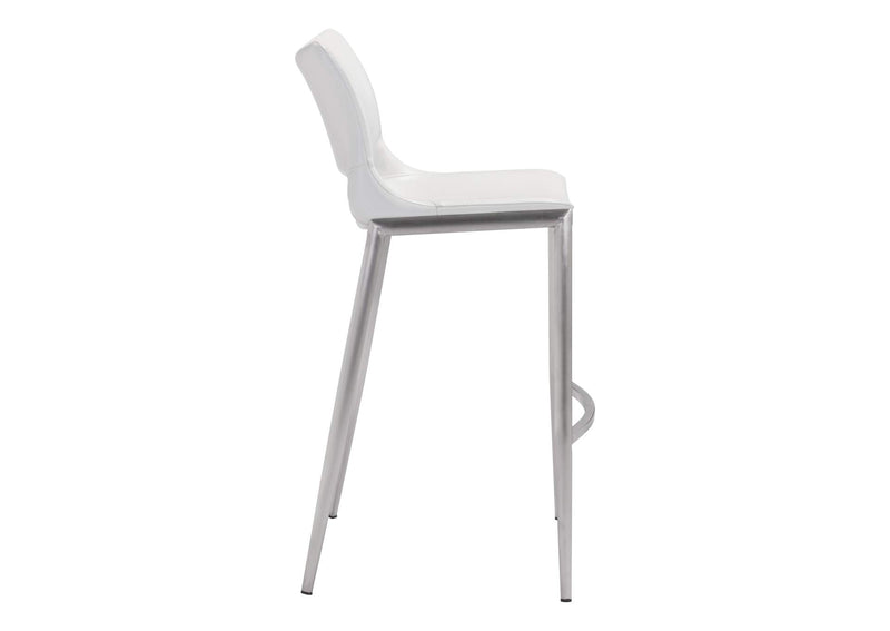 101283 Ace Barstool (Set Of 2) White & Silver