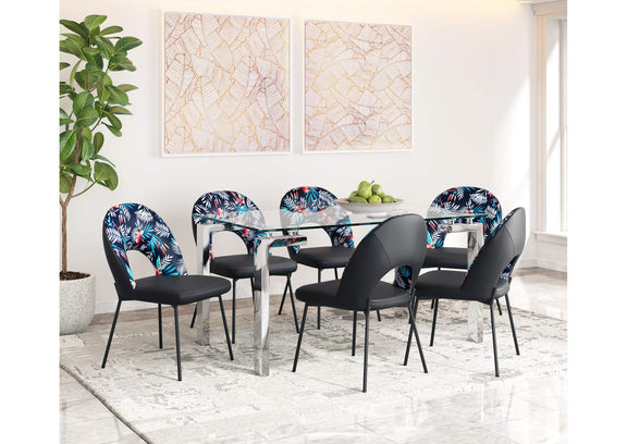 109366 Merion Dining Chair (Set Of 2) Multicolor Print & Black
