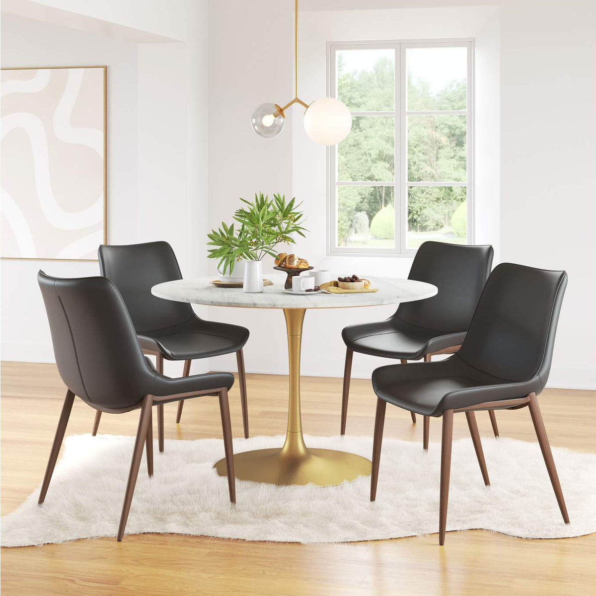 109933 Magnus Dining Chair (Set Of 2) Black & Walnut