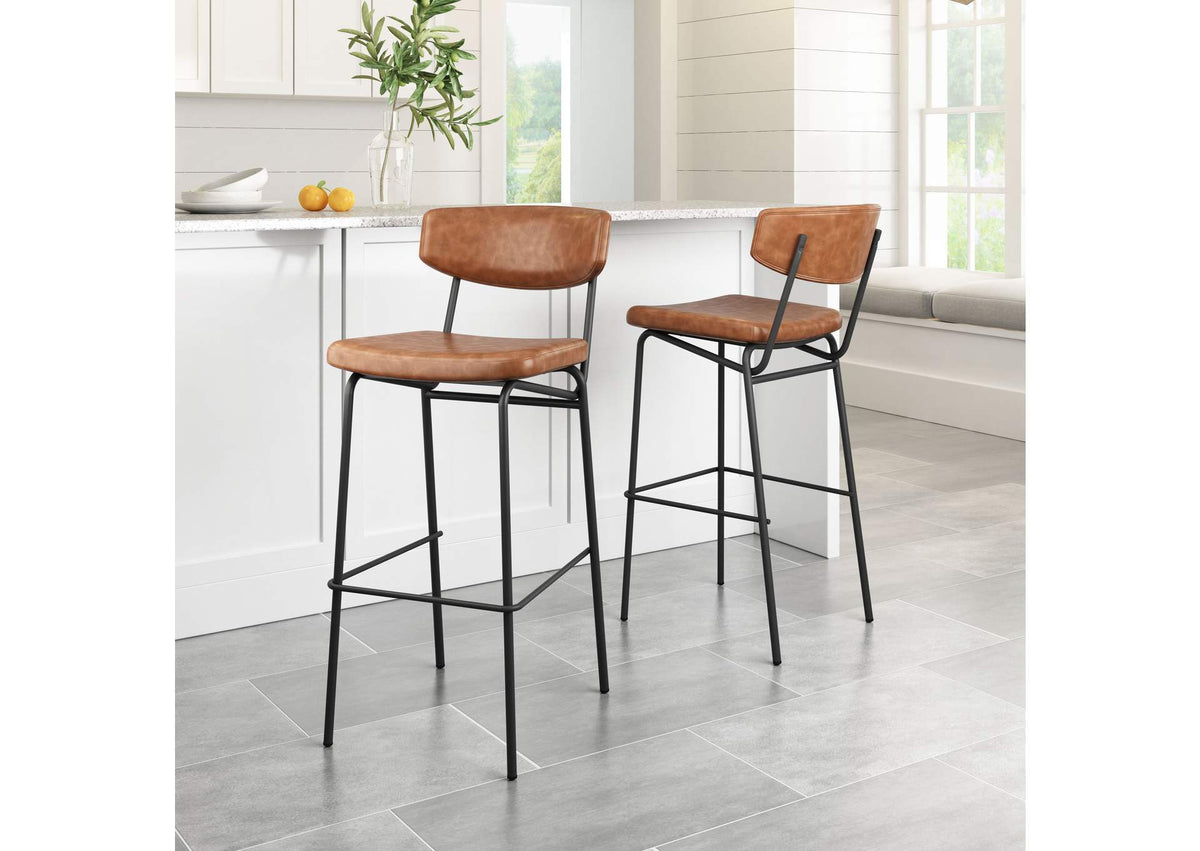 110260 Charon Barstool (Set Of 2) Vintage Brown