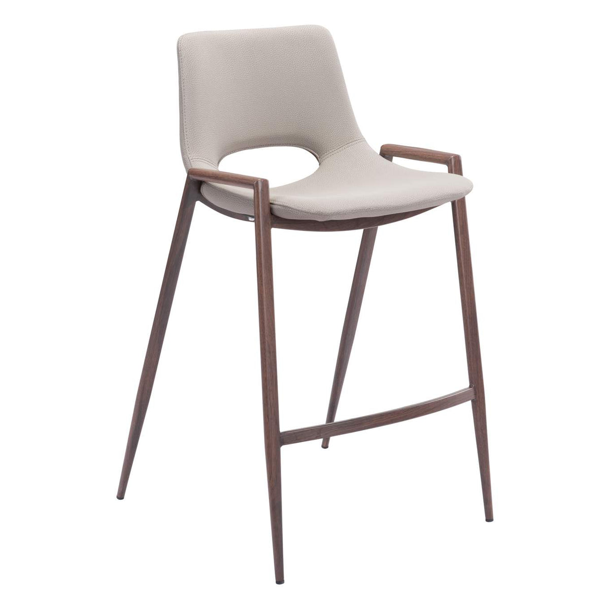 101693 Desi Counter Stool (Set Of 2) Beige & Walnut