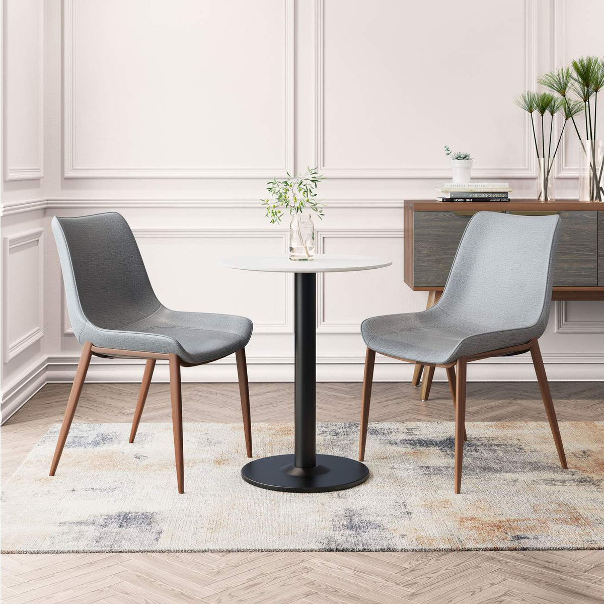 109934 Magnus Dining Chair (Set Of 2) Slate Gray & Walnut