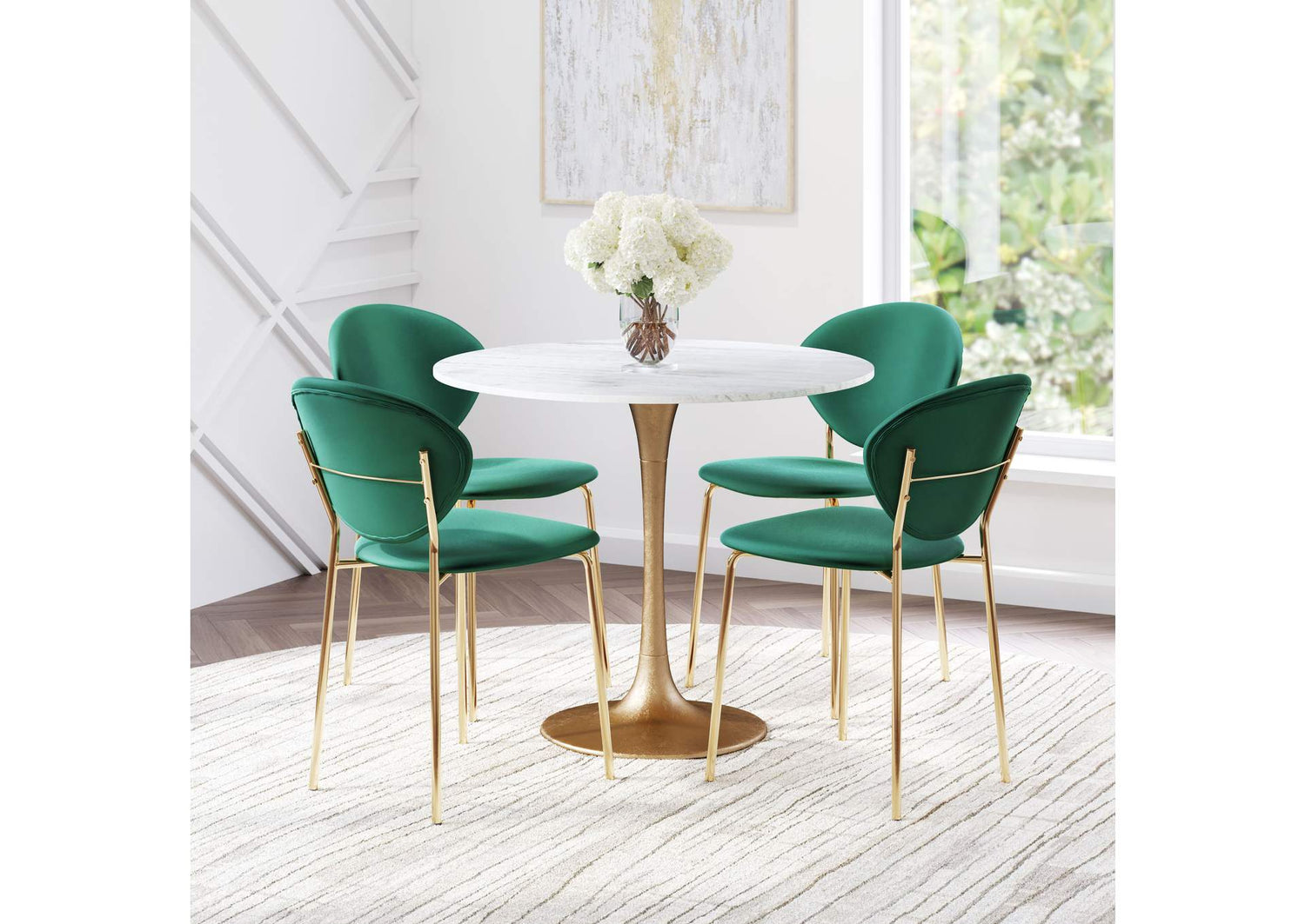 101842 Fullerton Dining Table White & Gold