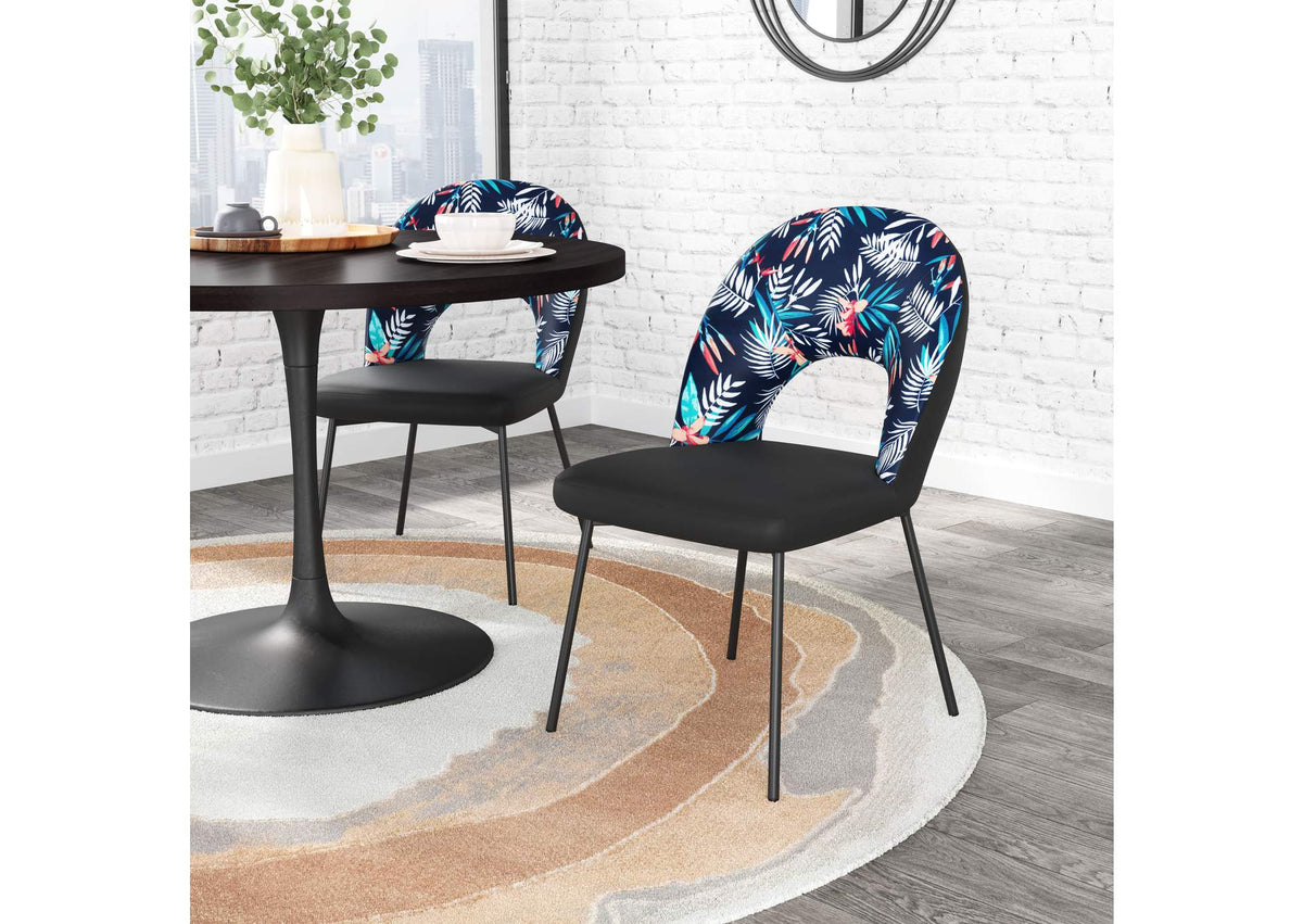109366 Merion Dining Chair (Set Of 2) Multicolor Print & Black