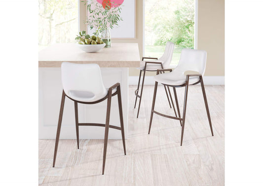 109069 Desi Counter Stool (Set Of 2) White & Walnut