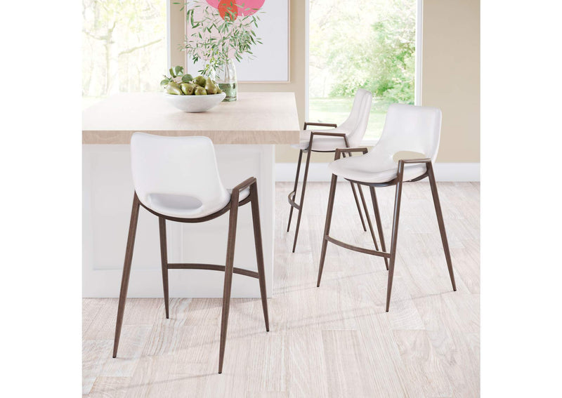 109069 Desi Counter Stool (Set Of 2) White & Walnut