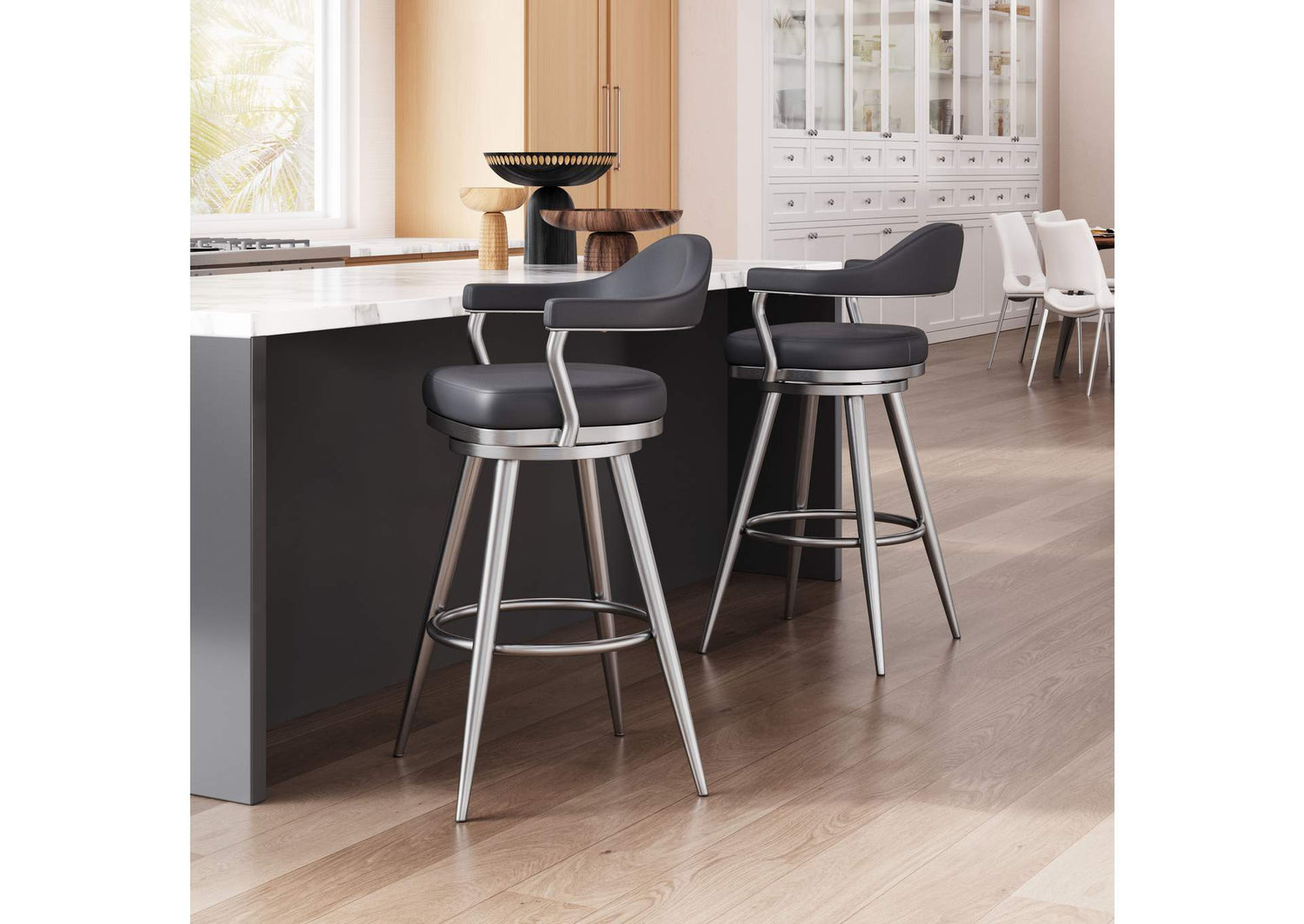 110045 Vagur Swivel Barstool Black