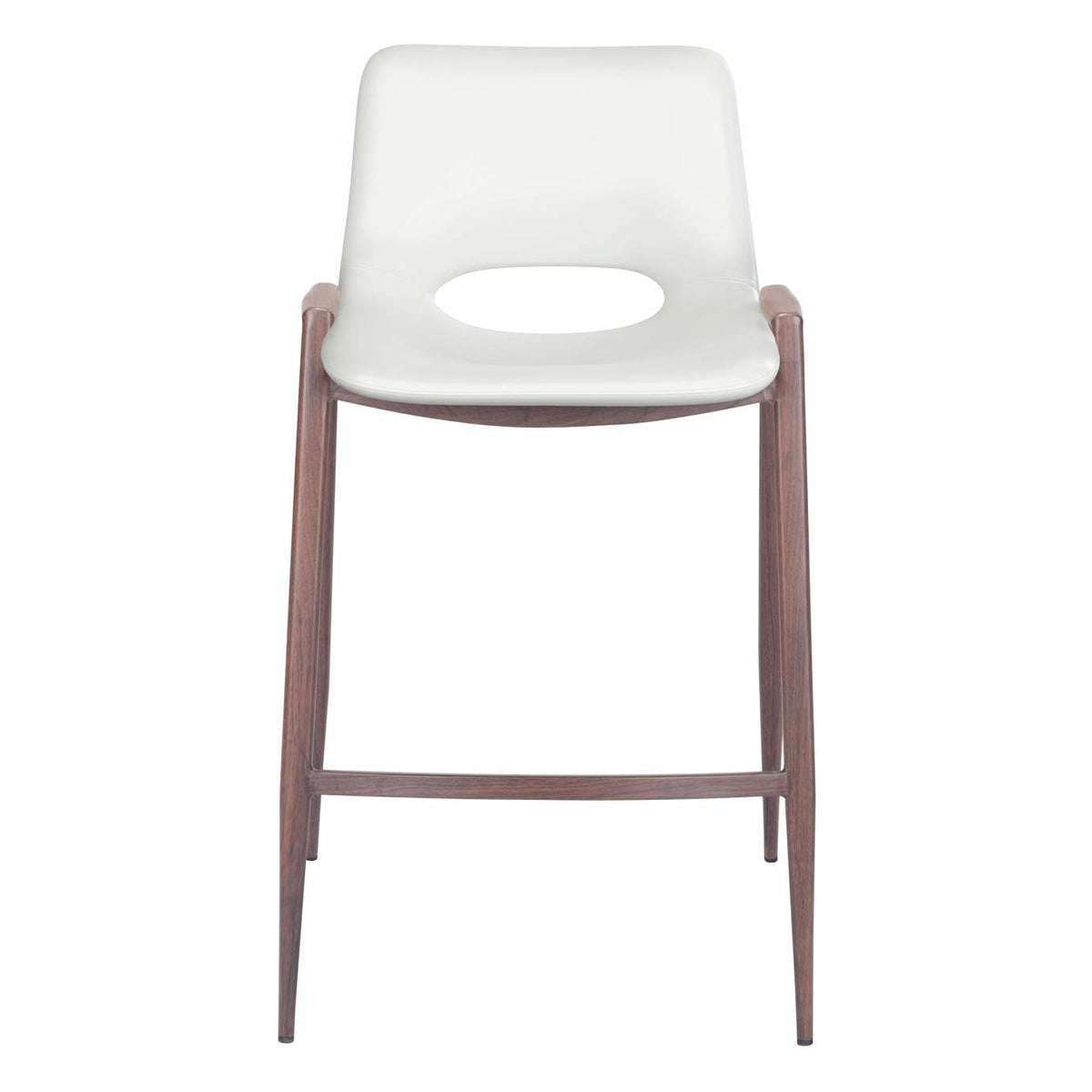 109069 Desi Counter Stool (Set Of 2) White & Walnut