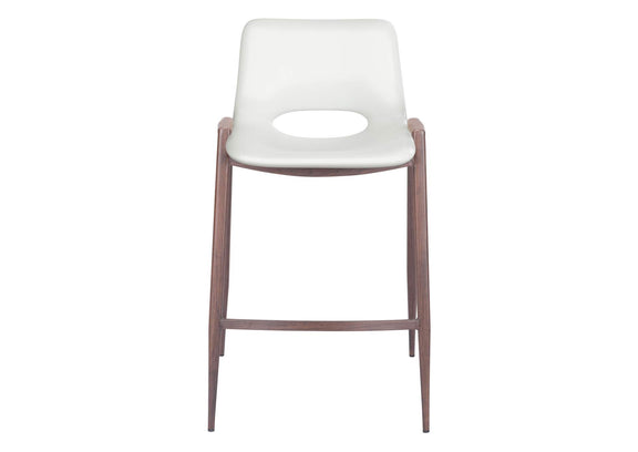 109069 Desi Counter Stool (Set Of 2) White & Walnut