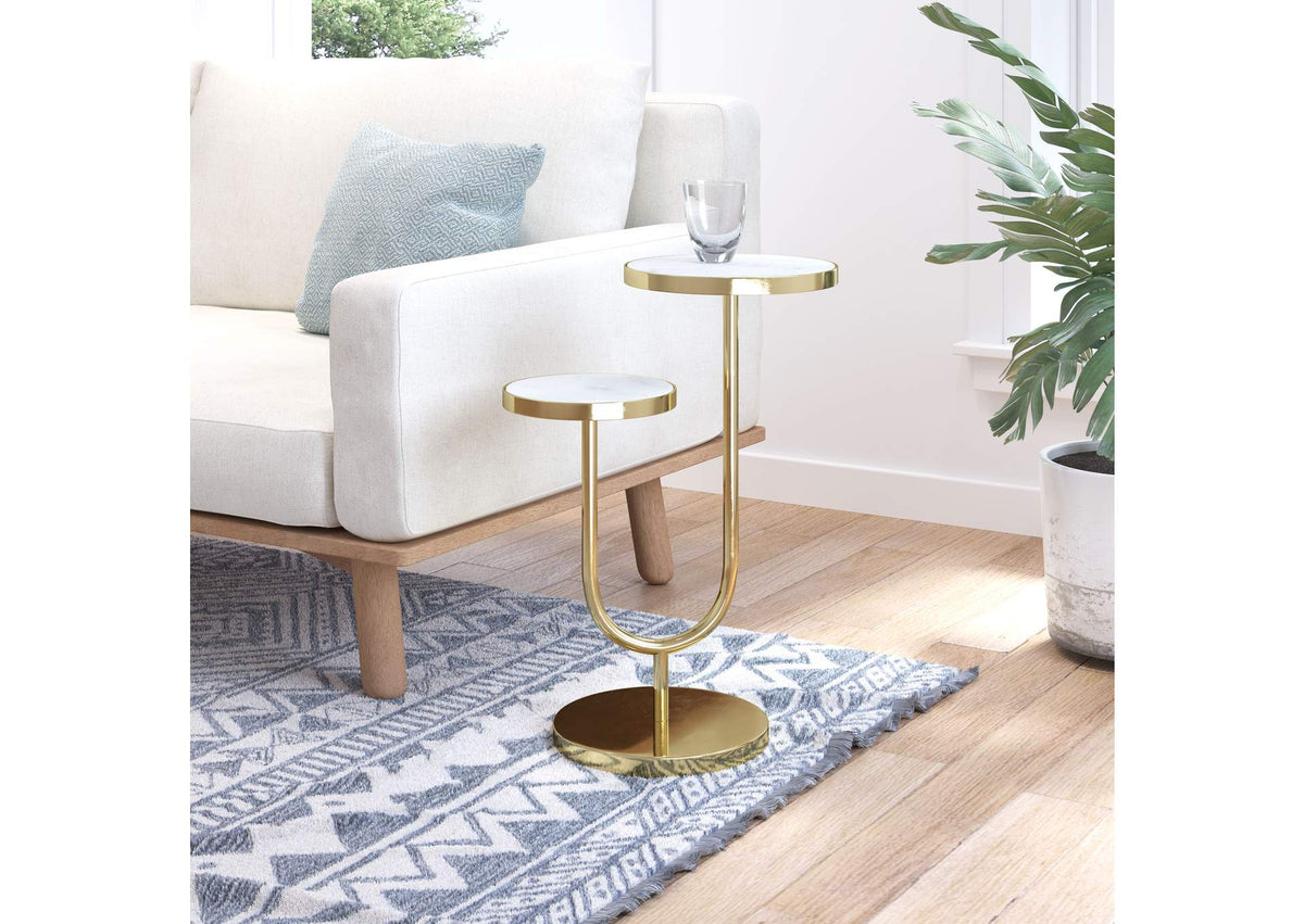 109354 Marc Side Table White & Gold