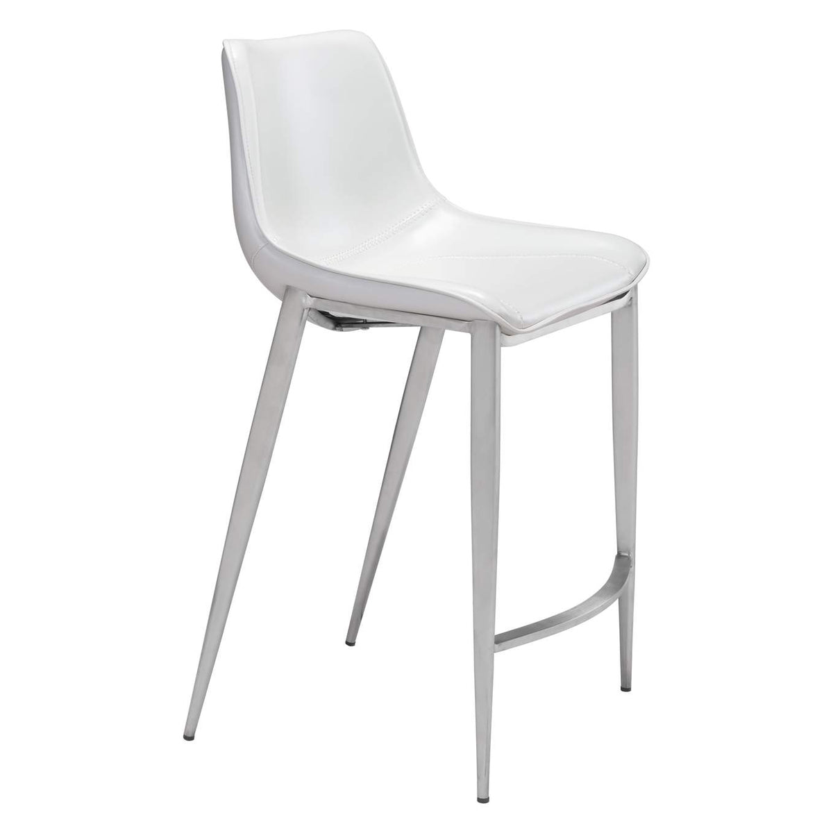 101408 Magnus Counter Stool (Set Of 2) White & Silver