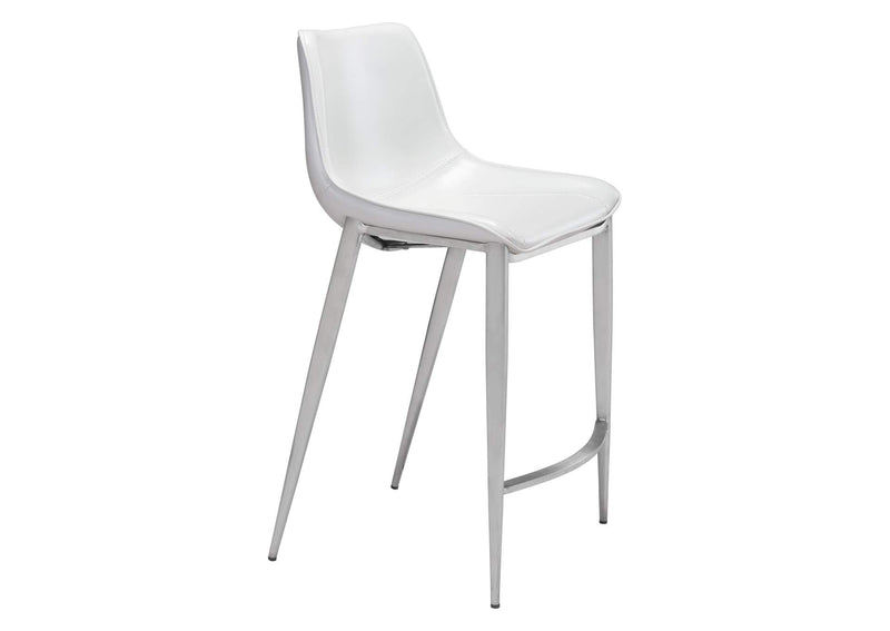 101408 Magnus Counter Stool (Set Of 2) White & Silver