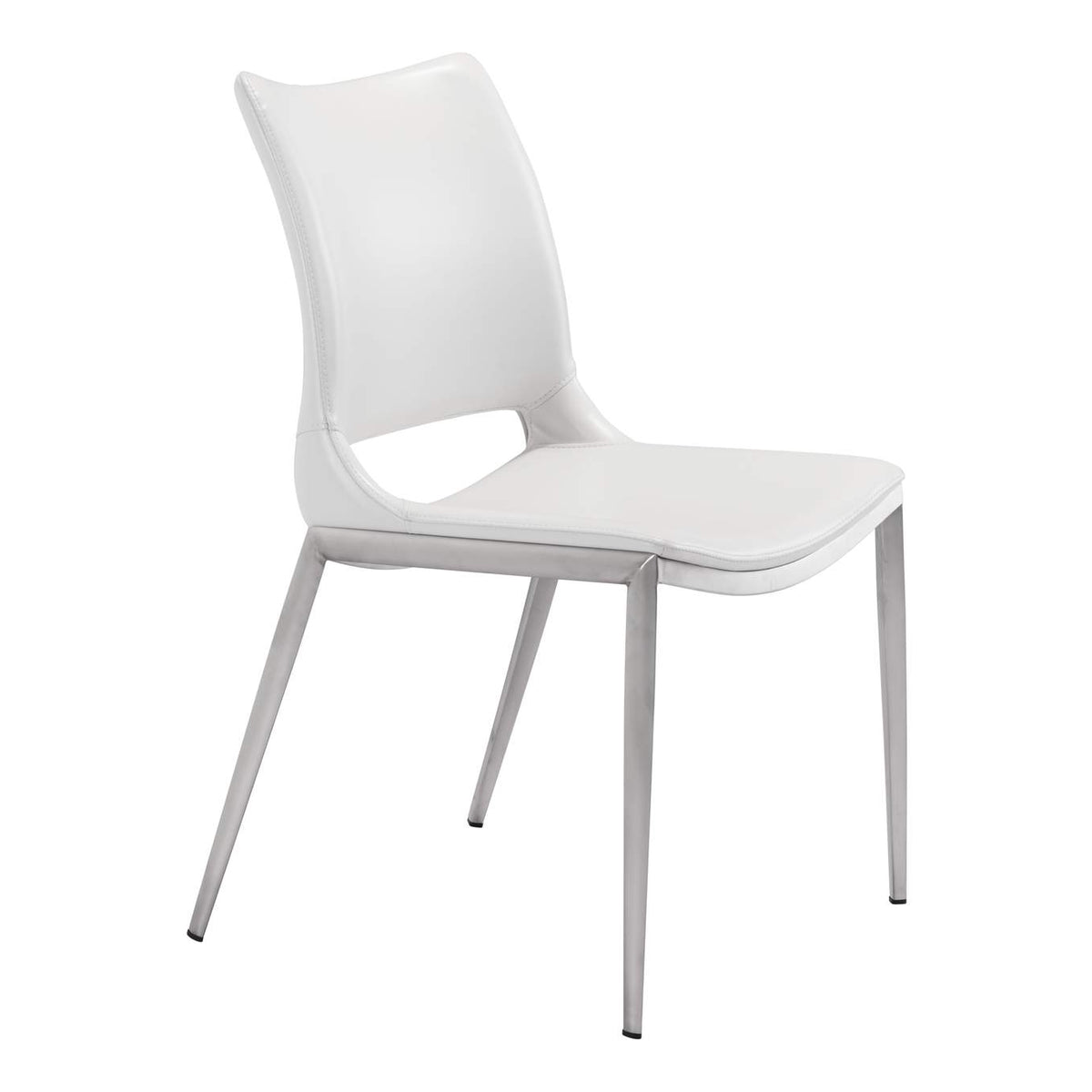 101279 Ace Dining Chair (Set Of 2) White & Silver