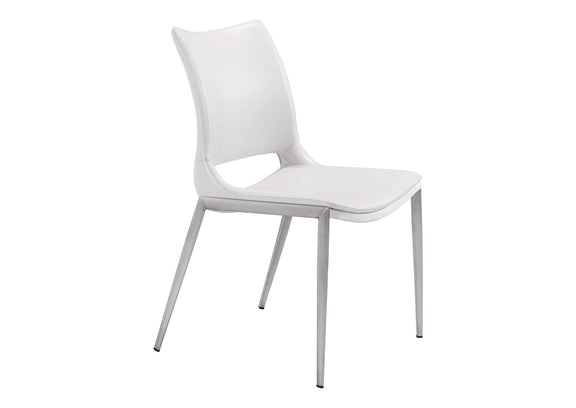 101279 Ace Dining Chair (Set Of 2) White & Silver