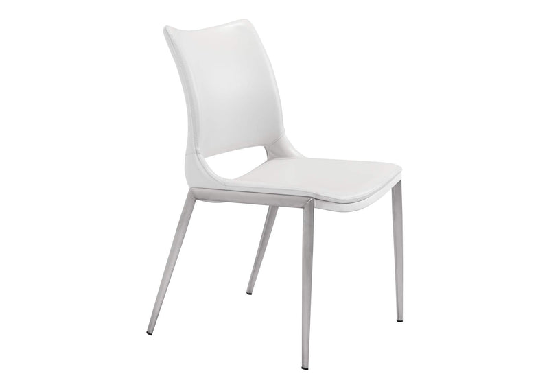 101279 Ace Dining Chair (Set Of 2) White & Silver