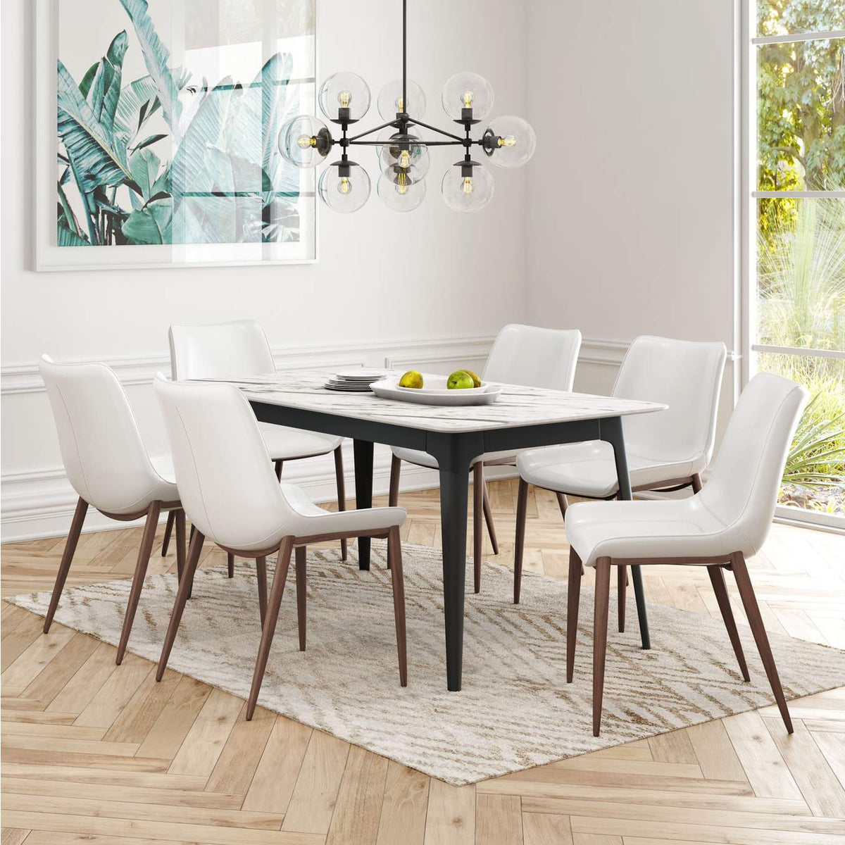 101273 Magnus Dining Chair (Set Of 2) White & Walnut