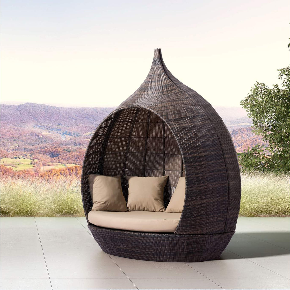 703632 Martinique Outdoor Beach Daybed Brown & Beige