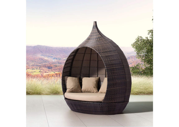 703632 Martinique Outdoor Beach Daybed Brown & Beige
