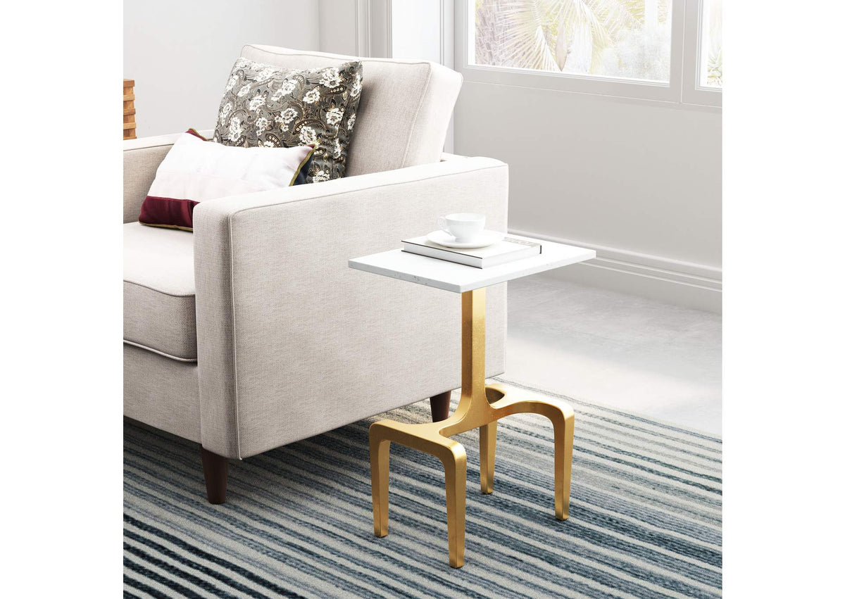 101512 Clement Side Table White & Gold