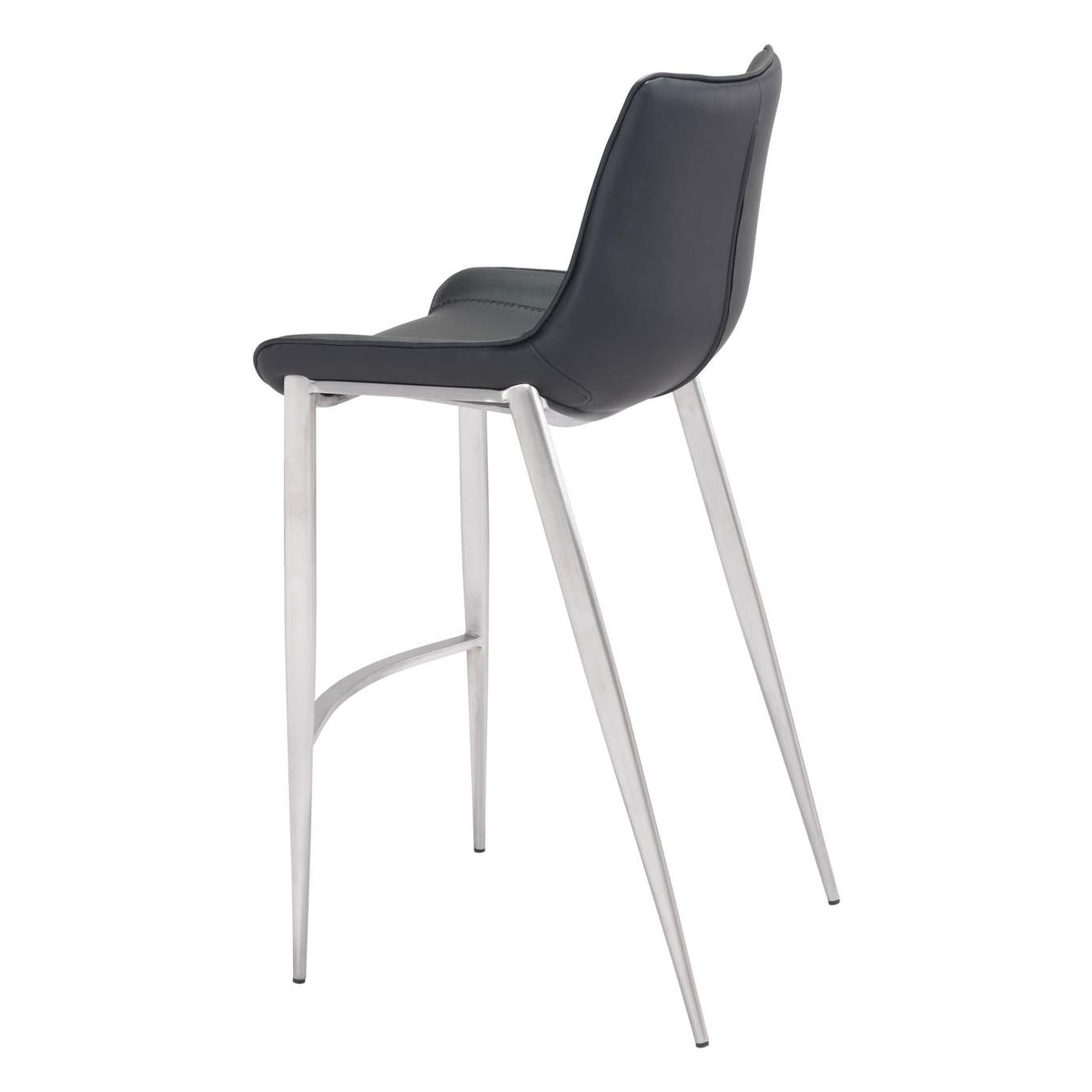 101276 Magnus Barstool (Set Of 2) Black & Silver