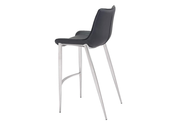101276 Magnus Barstool (Set Of 2) Black & Silver