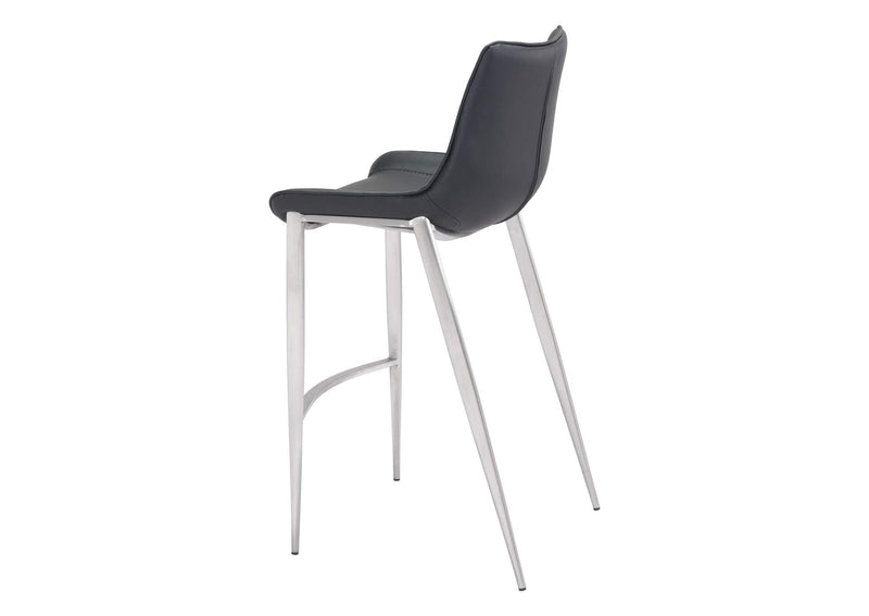 101276 Magnus Barstool (Set Of 2) Black & Silver