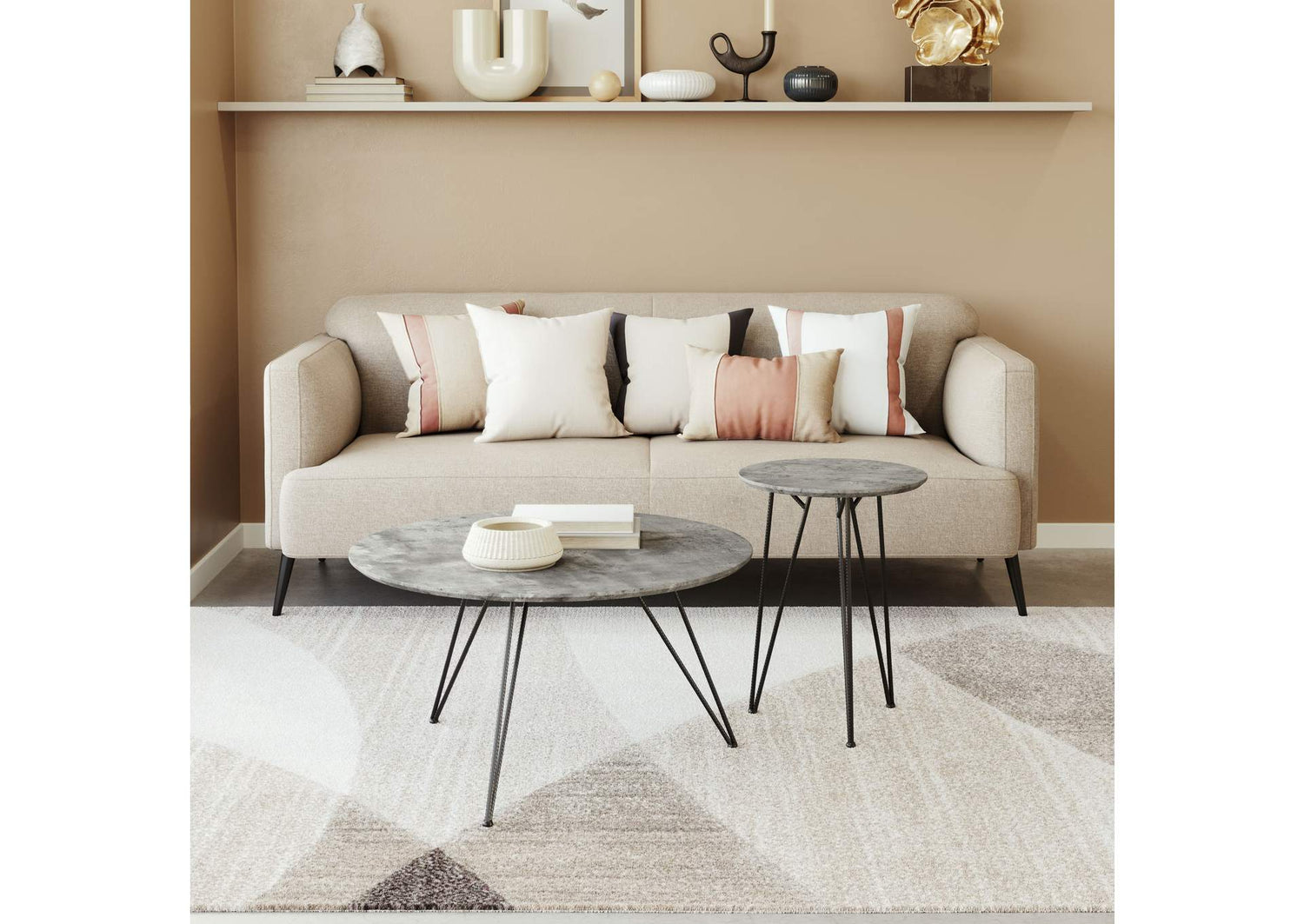 109232 Kerris Coffee Table Set (2-Piece) Gray & Black