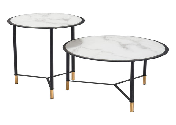 101704 Davis Coffee Table Set (2-Piece) White & Black
