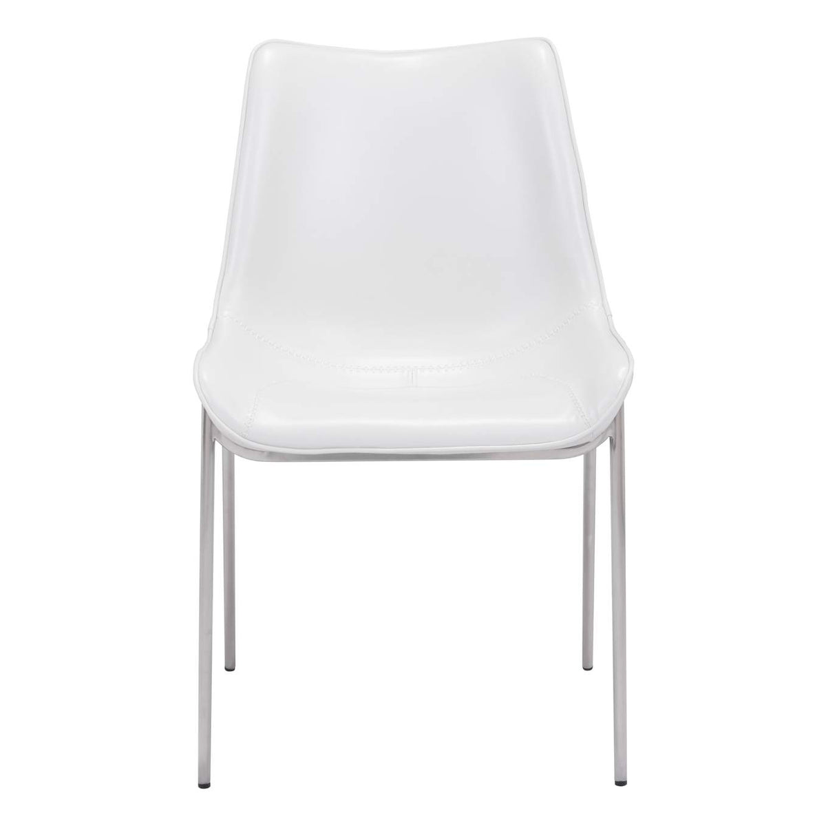 101270 Magnus Dining Chair (Set Of 2) White & Silver