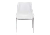 101270 Magnus Dining Chair (Set Of 2) White & Silver