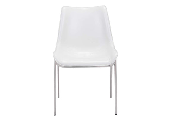 101270 Magnus Dining Chair (Set Of 2) White & Silver