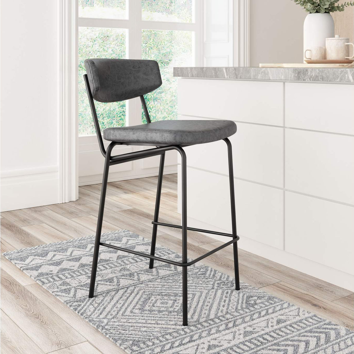 110263 Charon Counter Stool (Set Of 2) Vintage Black