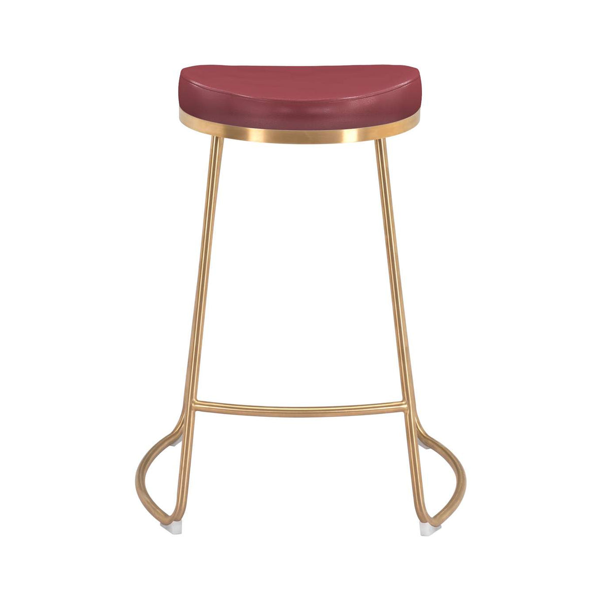 101261 Bree Counter Stool (Set Of 2) Burgundy & Gold