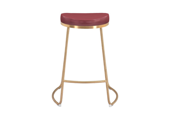 101261 Bree Counter Stool (Set Of 2) Burgundy & Gold